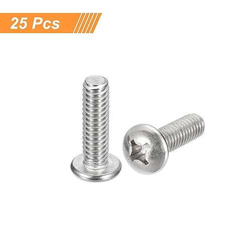 uxcell 1/4-20x7/8 Pan Head Machine Screws, 304 Stainless Steel 18-8 Screw, Phillips Drive, Fully Threaded, Bright Finish, Pack of 25 - size: 1/4-20x7/8"