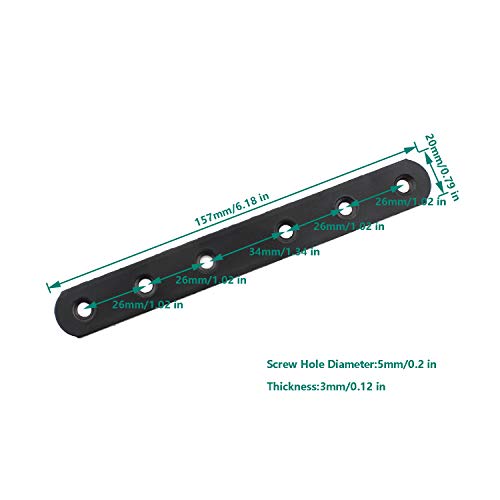 4 Pack Flat Mending Plate for Wood, ULIFESTAR Black Iron Flat Straight Brace Brackets Metal Repair Fixing Wood Brace Joining Plates Connector for Repairing Wooden Furniture with Mounting Screws - size: 6.3 x 0.79 x 0.12 inches