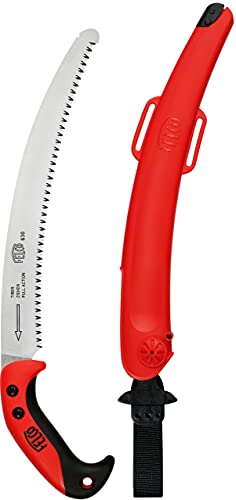 FELCO F630 Pruning Saw – Full-Stroke Pull-Cut Saw for Tree Trimming, Forestry & Outdoor Use | Tree Branch Cutter | Handsaw with Chrome-Plated 13" Blade, Ergonomic Handle, Locking Sheath with Belt Loop - size: 13 in (Curved)