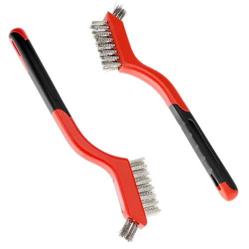 QWORK Wire Scratch Brush Set, 18 Pack Stainless Steel Wire Cleaning Brush with Soft Grip for Removal of Rust, Dirt, Paint