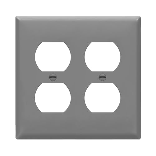ENERLITES Double Duplex Outlet Covers Wall Plate, 2-Gang, 1 Pack, Gray - color: Gray, size: Screw