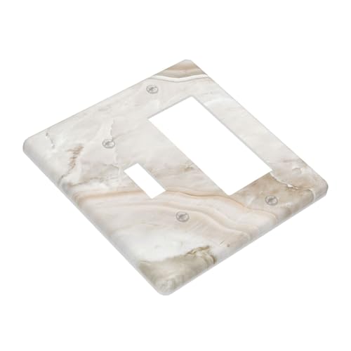 Luxurious Beige Brown Cloudy Marble Texture Outlet Covers 1 Toggle 1 Rocker Combination Decorative Wall Plate Electrical Switch Plates Light Switch Cover Plate for Kitchen Bathroom Home Decor - color: Luxurious Beige Brown Cloudy Marble Texture, size: 1 T