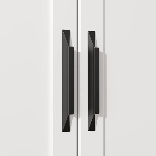 Goldenwarm 10 Pack Black Cabinet Handles, 3-3/4" Hole Center Finger Pulls - color: Black, size: 3-3/4in Hole Centers