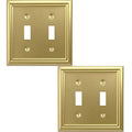 OKAWYC Double Toggle Light Switch Cover Adler Metal Wall Plate, 2-Pack Brushed Brass 2 Gang, for Light Switch Cover Decorative Wallplate, Durable - size: 2 Toggle
