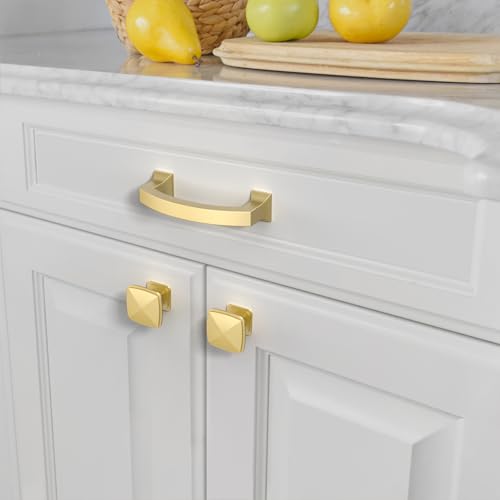 Asidrama 10 Pack 3.75 Inch(96mm) Brushed Gold Kitchen Cabinet Handles, Cabinet Pulls Kitchen Cabinet Hardware for Cupboard Drawer Pulls - color: Brushed Gold, size: 3.75" Hole Center, style: 10 Pack