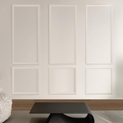 Pre-Cut Peel and Stick Wall Molding Kit Wainscoting Trim- Self Adhesive Premade Accent Panel Chair Rail for Interior Moulding Home Decor Accent Wall Set of 6 pcs - 3 Top 3 Bottom, Ready to Assemble - size: (54×24+24×24),Set of 3