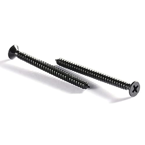 #6 x 2" Wood Screw 100Pcs 18-8 (304) Stainless Steel Screws Flat Head Phillips Fast Self Tapping Drywall Screws Black Oxide by SG TZH - size: #6 x 2"
