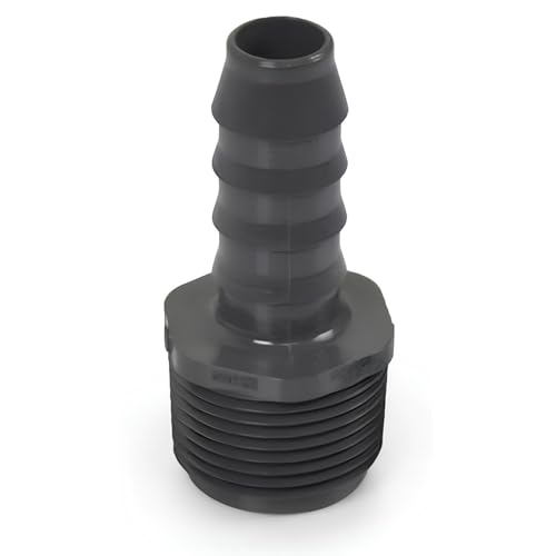 PVC Barbed Hose Connector -1/2 Inch Barbed Insert x 3/4 Inch Male NPT Threaded PVC Reducing Adapter, Sch 40-Garden Hose Fittings - Barbed Connector Hose Adapter Fitting For Water Hose - size: 1/2" Barbed Insert x 3/4" MNPT, style: Adapter