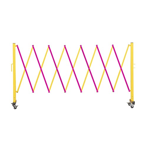 Trafford 11 Ft Expandable Metal Barricade, Mobile Safety Barrier Gate - size: 11 feet, Yellow and Magenta