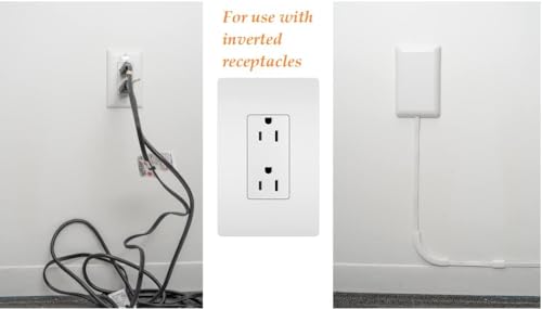 Sleek Socket Original and Patented Flat Ultra-Thin Outlet Concealer with EXTENSIO - size: 8 ft - Dual Cords, style: Inverted Outlet