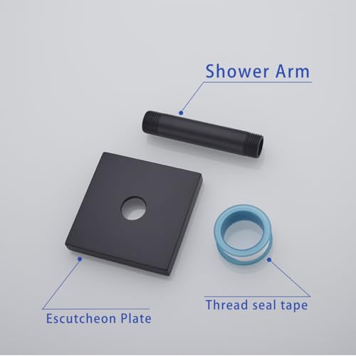 Shower Head Extension Arm Wall Mounted Tube Rainfall Shower Tube Replacement Pipe Parts Stainless Matte Black,SW-91038-4MB-SQ. - color: Right Angled Square Flange-4" Matte Black