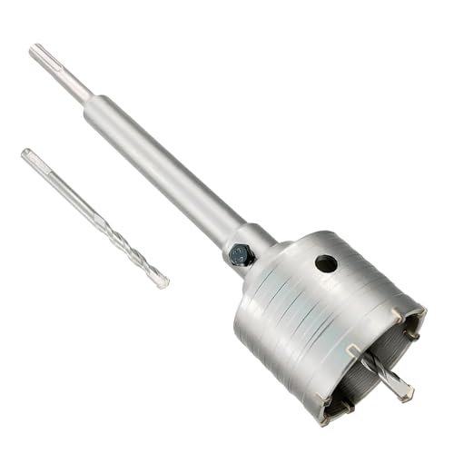 2-1/2" Concrete Hole Saw, Tungsten Steel Core Bit for Cinder Block, Brick, Rock, Plank Walls for Pipes or mini Split Lines, with SDS Plus Shank and 2 Center Positioning Drill Bits. - size: 2-1/2"