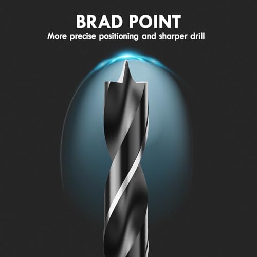 12Pcs (1/8" - 1/2") Hex Shank Brad Point Wood Drill Bit Set - size: Hex Shank (1/8"-1/2") - 12pcs