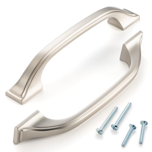 3-3/4 Inch Brushed Nickel Cabinet Pulls Arch Handles 10 Pack P2409 - color: Brushed Nickel, size: 3-3/4" Hole Centers-10 Pcs