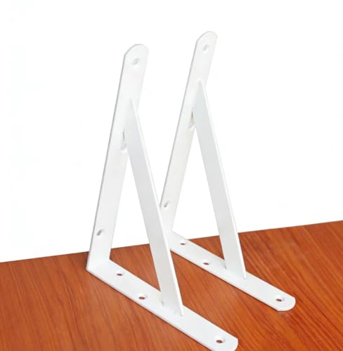 2 Pack L8 x H 6" White Heavy Duty Shelf Brackets with Screws Metal Shelf Brackets Shelf Support Angle Brackets for Shelves L Brackets Heavy Duty Floating Shelf - size: 8''x6'', style: 2 Pack-White