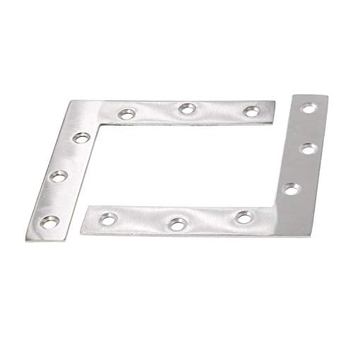 4 Pack Stainless Steel L Shape Flat Corner Bracket Plate - Repair Mending for Wood, Metal Fixing, Joining Support Brace for Shelves, Furniture and Cabinet (120x120mm) - size: 120 x 120 mm