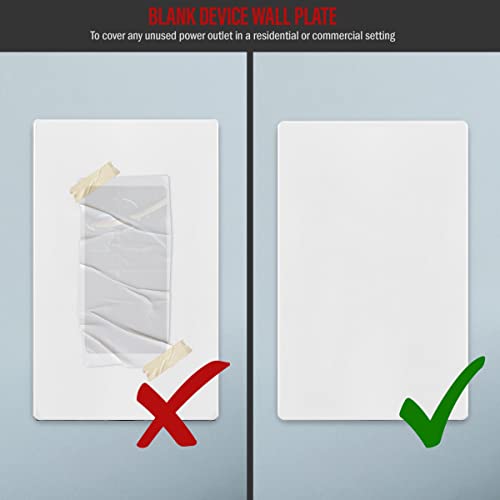 ENERLITES Screwless Blank Wall Plate, 1-Gang Outlet Covers, 1 Pack, White - color: White, size: Screwless
