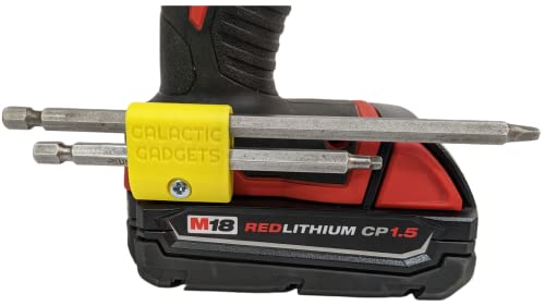 Magnetic Bit Holder fits Milwaukee M18 Drill & Impact Driver - Open-Ended Pass-Through for Long Bits (Yellow) - Galactic Gadgets - color: Yellow