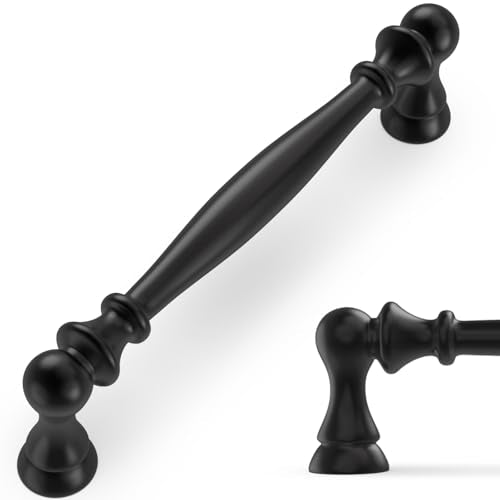 10 Pack 5 Inch(128mm) Kitchen Cabinet Handles Matte Black Cabinet Pulls Zinc Alloy Drawer Pulls Solid Kitchen Hardware - color: Matte Black, size: 5'' Hole Center(128mm)