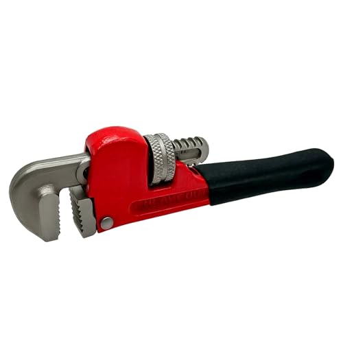 Heavy Duty 6 Inch Adjustable Pipe Wrench - Mini Straight Plumbing Tool for Tight Spaces & DIY Repairs, Red