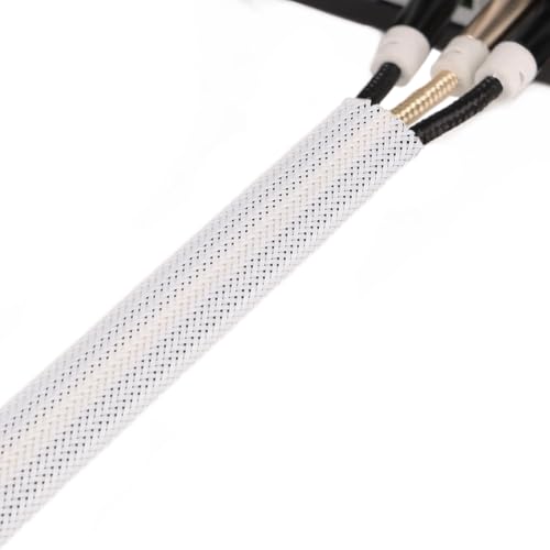 25ft PET Expandable Braided Cable Sleeve 1/6inch(4mm) Pet Braided Cable Sleeve for Audio Video Device Wire Automotive Wire (White) - color: White, size: 4mm"(1/6 inch)