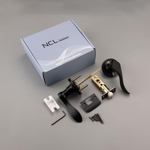 NCL 6 Pack Black Door Handle Interior, Wave Door Lever Door Knob for Hall - size: 6-Hall