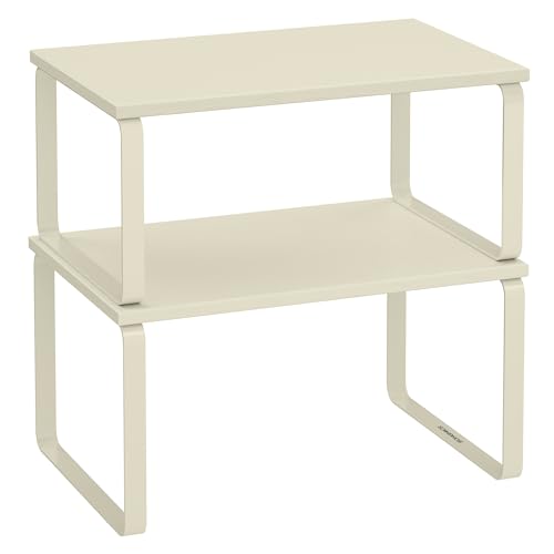 SONGMICS Cabinet Organizer Shelf, Set of 2 Spice Rack, Kitchen Storage - color: Cream White, size: 11.7"w