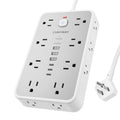 6 FT Surge Protector Power Strip with 6 USB, 16 Outlets, 2400J - color: White / Gray, size: 6 FT