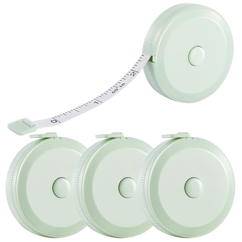 4 Pack Soft Retractable Measuring Tape,60-Inch 150cm,The Cold Green Double Scale Measurement Tape,for Body Measuring Sewing Tailor Cloth Knitting Home Craft Measurements - color: 4 Pack (The cold green)