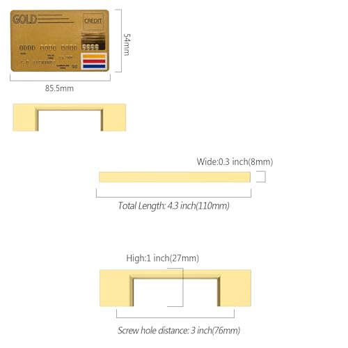 Amerdeco 10 Pack Brushed Gold Cabinet Pulls 3 Inch(76MM) Hole Centers Kitchen Cabinet Handles Cabinet Hardware Kitchen Handles for Cabinets Cupboard Handle Drawer Pulls ZH0060 - color: Brushed Gold, size: 3"/76mm Hole Center, style: 10 Pack