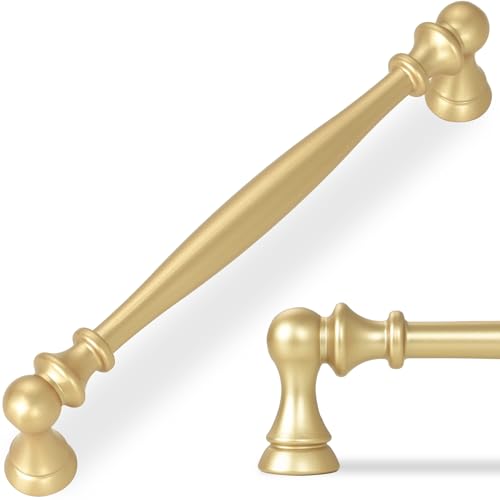 10 Pack 6-1/4 Inch(160mm) Kitchen Cabinet Handles Brushed Gold Cabinet Pulls Zinc Alloy Drawer Pulls Solid Kitchen Hardware - color: Brushed Gold, size: 6-1/4'' Hole Center(160mm)