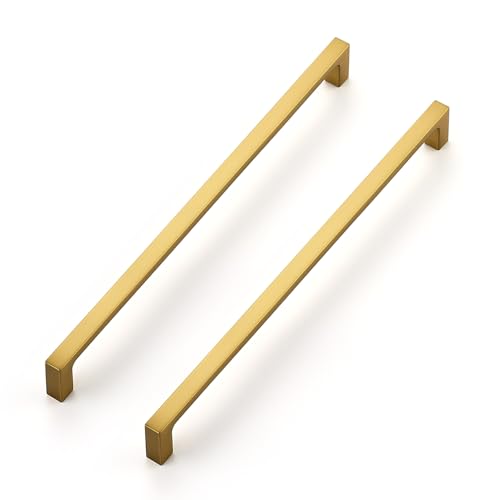 Ravinte Brushed Brass Solid Pulls Cabinet Handles 10 Inch 10 Pack - size: 10 Inch Hole Center