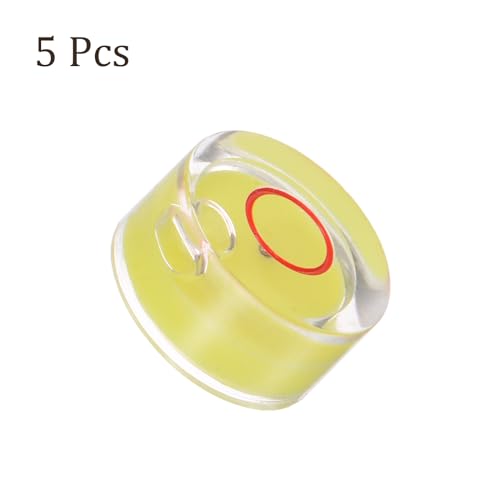 5pcs Small Circular Bubble Spirit Levels - [12mm Diameter 6mm Thickness] Mini Round RV Level Leveling Tools for Travel Trailer Turntable Camera, Yellow - color: Yellow, size: 12mm x 6mm