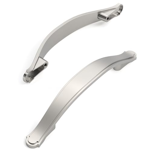 Amerdeco 10 Pack Brushed Satin Nickel Cabinet Pulls 3.75 Inch(96mm) Hole Center Drawer Pulls Cabinet Hardware Kitchen Cabinet Handles for Bathroom ZH0068 - color: Brushed Satin Nickel, size: 3.75"/96MM Hole Center
