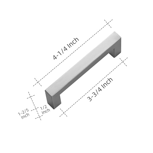 Ravinte Brushed Nickel Square Cabinet Handles & Pulls 3-3/4 Inch 10 Pack - size: 4-1/4 in (3-3/4 in Hole Center)