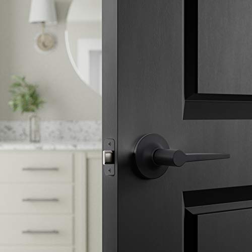 Amazon Basics Manchester Passage Lever Door Handle - Keyless, Reversible, Fits 1-3/8" to 1-3/4" Doors, Adjustable Latch, Matte Black, 1-Pack - size: 1