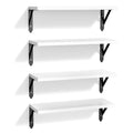 ROMGUAR CRAFT Wood Wall Floating Shelves Set of 4, 17" x 6" - Black - color: White, size: 17" x 6"