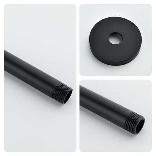 Wall Mounted Stainless Steel Shower Arm Shower Head Extension Pipe Bathroom Accessories 4 Inch Matte Black,SW-RD91038-4MB. - color: Circular Flange-4" Matte Black