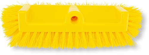 SPARTA Multi-Level Tile Scrub Brush 12" Wide Brush Head, Heavy-Duty Tile Cleaning Brush with End Bristles for Commercial Tiles, Tubs and Floor, Plastic, 12 Inches, Yellow - color: Yellow