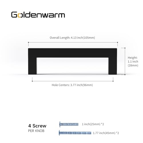 Goldenwarm 3-3/4 Inch 10 Pack Black Cabinet Handles Kitchen Drawer Pulls - color: Black, size: 3 3/4'' Hole Center