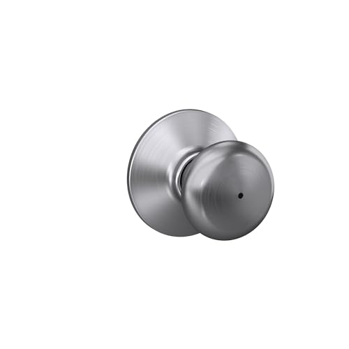 Schlage F40 PLY 626 Plymouth Door Knob, Bed & Bath Privacy Lock, Satin Chrome - color: Satin Chrome, size: Standard