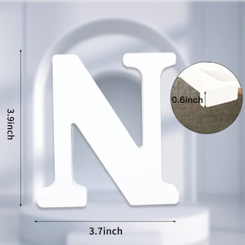 AOCEAN 4 Inch White Wood Letters Unfinished Wood Letter for Wall Decor Decorative Standing Letters Slices Sign Board Decoration for Craft Home Party Projects (N) - style: N
