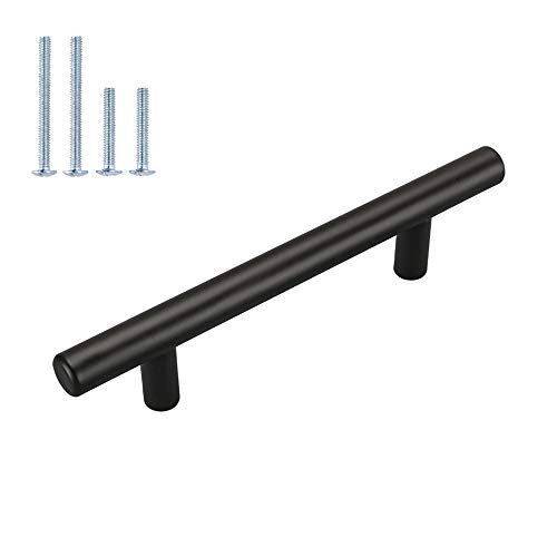homdiy 3.5" Cabinet Handles Black Drawer Pulls - HD201BK Modern Cabinet Pulls Cabinet Hardware for Kitchen Cabinets, 10 Pack Stainless Steel Cupboard Handles - color: Black, size: 3-1/2in hole centers