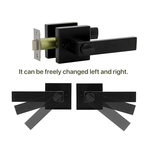 SUNTAI Bedroom/Bathroom Door Handles Levers Square Plate Interior Privacy Door Locksets,Matte Black (10 Pack) - size: 10 Pack