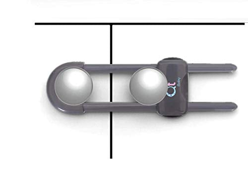 QT BABY - 20 Pack - Baby Proofing Cabinet Locks Adjustable U Shaped Baby Safety Latches for Drawers, Fridge, Closet Modern Baby Proofing Cabinet Lock with Extra Secure Lock Buttons (Thunder Grey) - color: Thunder Grey, size: Pack of 20