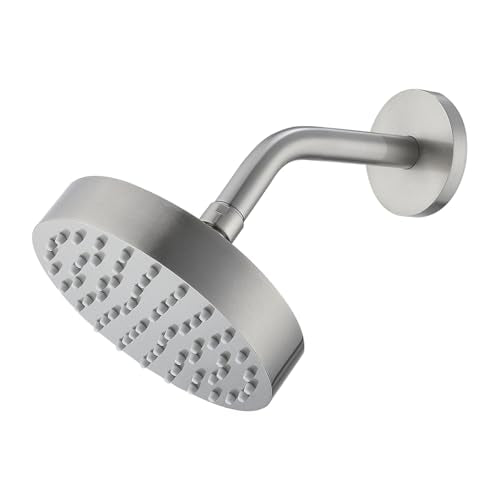 RANDOM Shower Arm with Flange, 6 Inches Brushed Nickel Wall Mount Angle Shower Head Extension Arm Wall-Mounted For Fixed Shower Head.RD91018-6BN - color: 6″ Brushed Nickel(Round Flange)