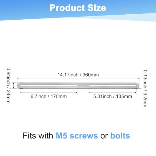 M METERXITY 2-Pack Flat Mending Plate Support 14.17x0.94in, Silver - color: Silver, size: 360 x 24mm