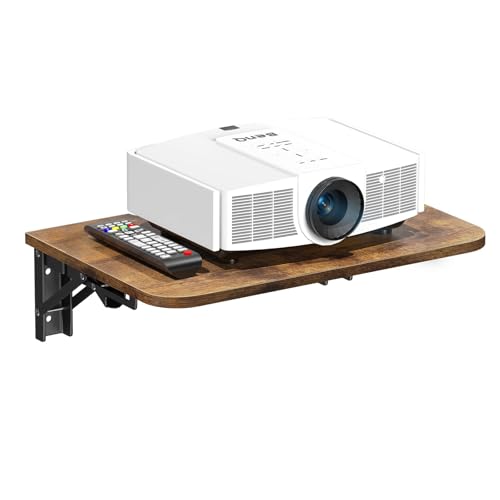 Homode Projector Shelf for Wall, Foldable Floating TV Shelf, Rustic Brown - color: Rustic Brown