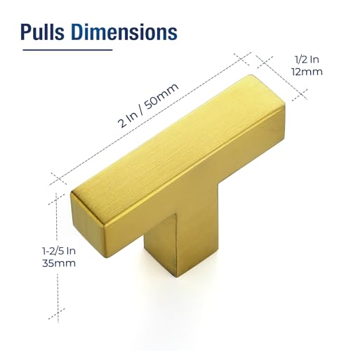 JOY DECOR Gold Cabinet Handles Square Cabinet Pulls, Single Hole, 10 Pack - size: Single Hole