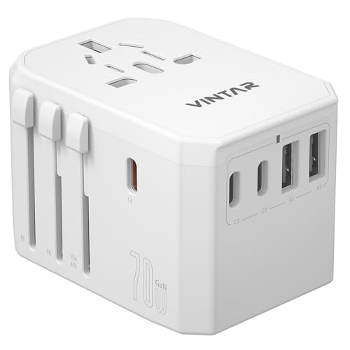 VINTAR Universal Travel Adapter 70W GaN, 3USB-C & 2USB-A for Laptops - color: 70W White1